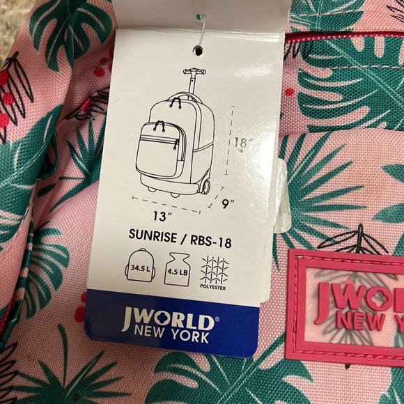 NWT JWorld Pink Rolling Backpack - Picture 3 of 13